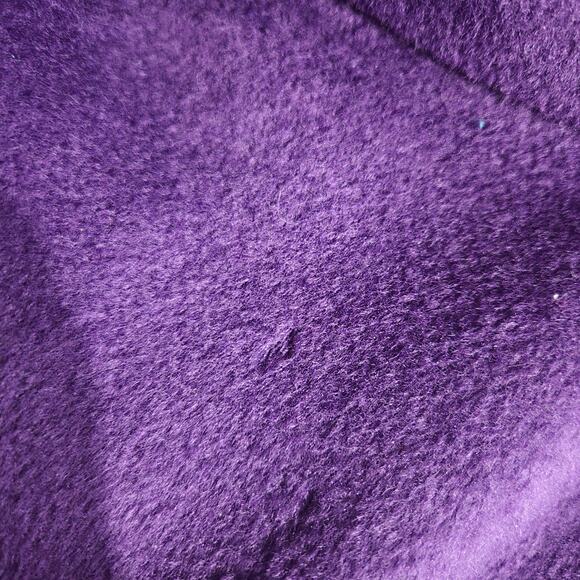 Vintage Purple Maxi Coat 90s Zip Felted Wool Oversized Leather Trim Large OSFM - Picture 10 of 16